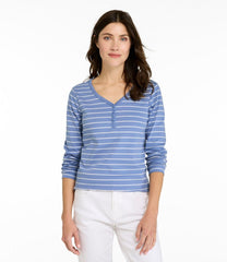 L.L.BeanWomen's V-Neck Henley, Long-Sleeve Stripe