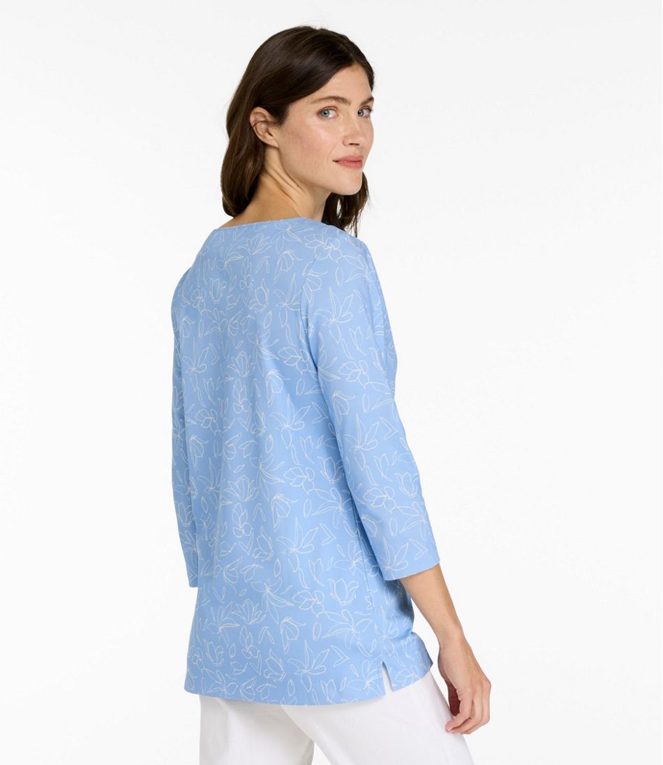 L.L.BeanWomen's Pima Cotton Tunic, Three-Quarter-Sleeve Splitneck Print