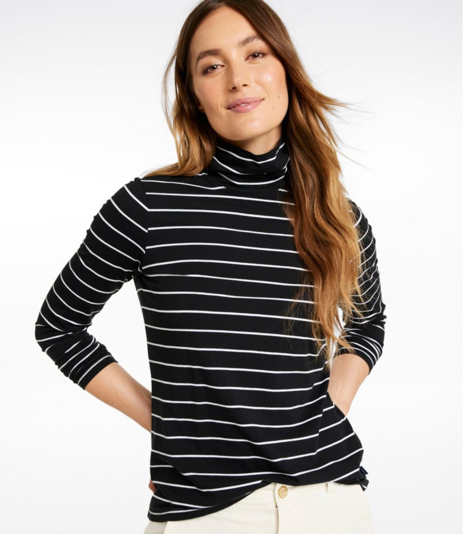 L.L.BeanWomen's Soft Stretch Supima-Blend Tee, Turtleneck Stripe