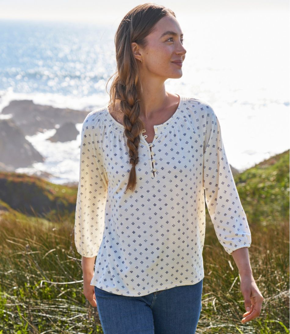 L.L.BeanWomen's Camden Hills Tee, Three-Quarter-Sleeve Print