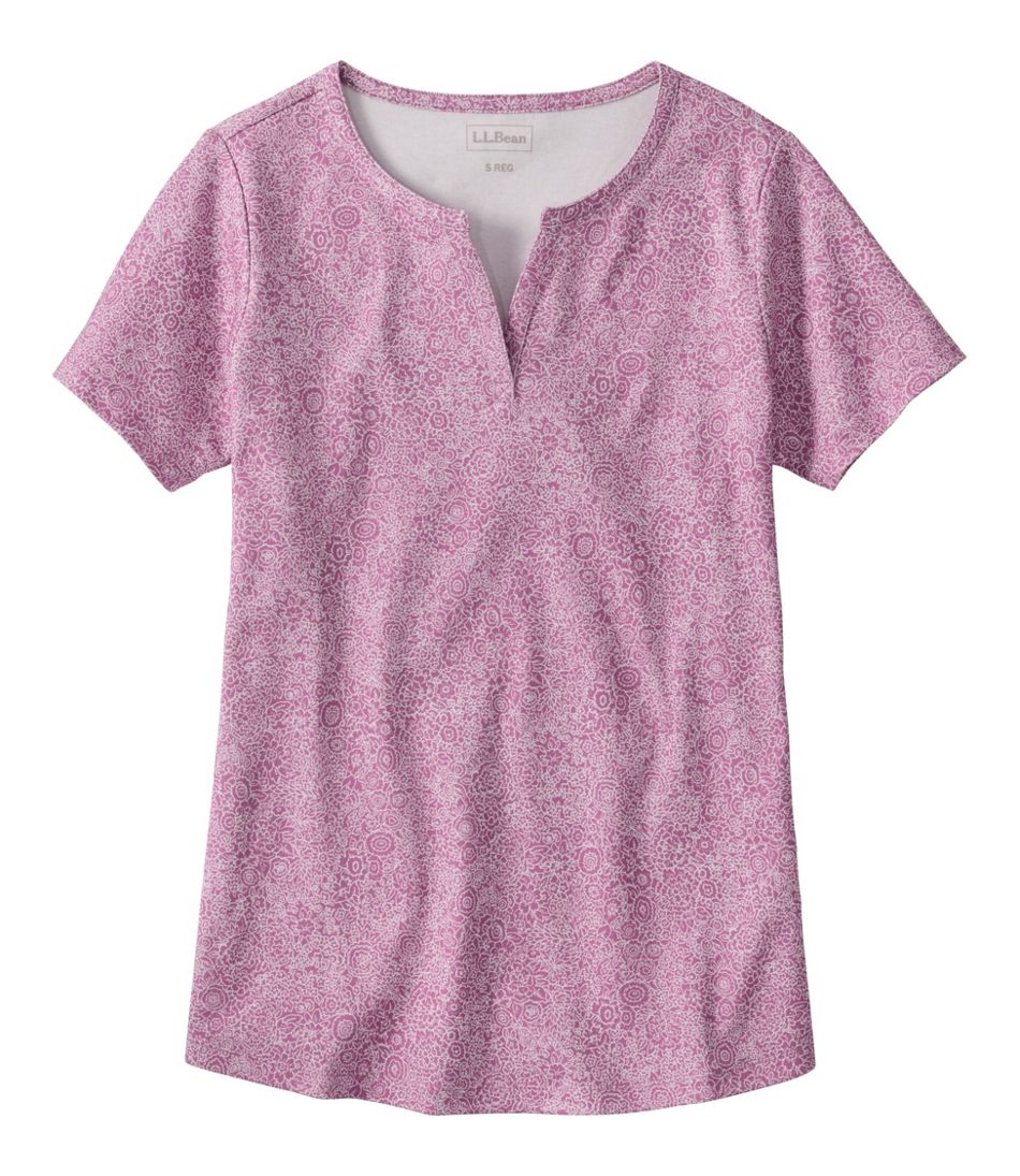 L.L.BeanWomen's Tee, Short-Sleeve Notch-Neck Print