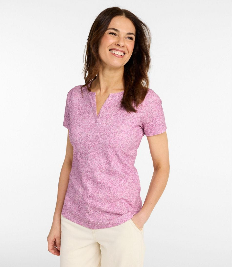 L.L.BeanWomen's Tee, Short-Sleeve Notch-Neck Print