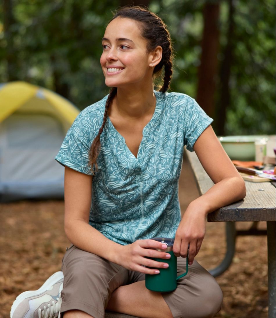 L.L.BeanWomen's Streamside Tee, Short-Sleeve Splitneck Print