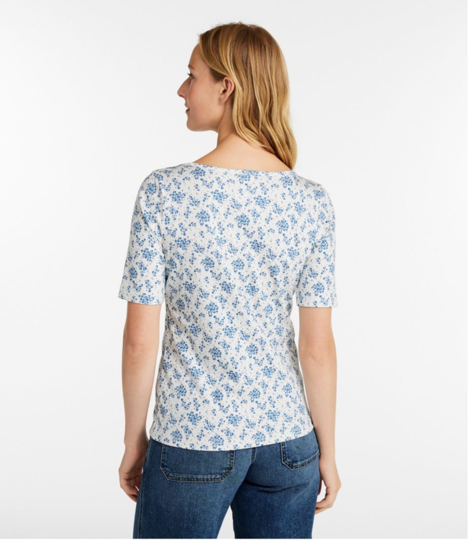 L.L.BeanWomen's Pima Cotton Tee, Soft Squareneck Elbow-Sleeve