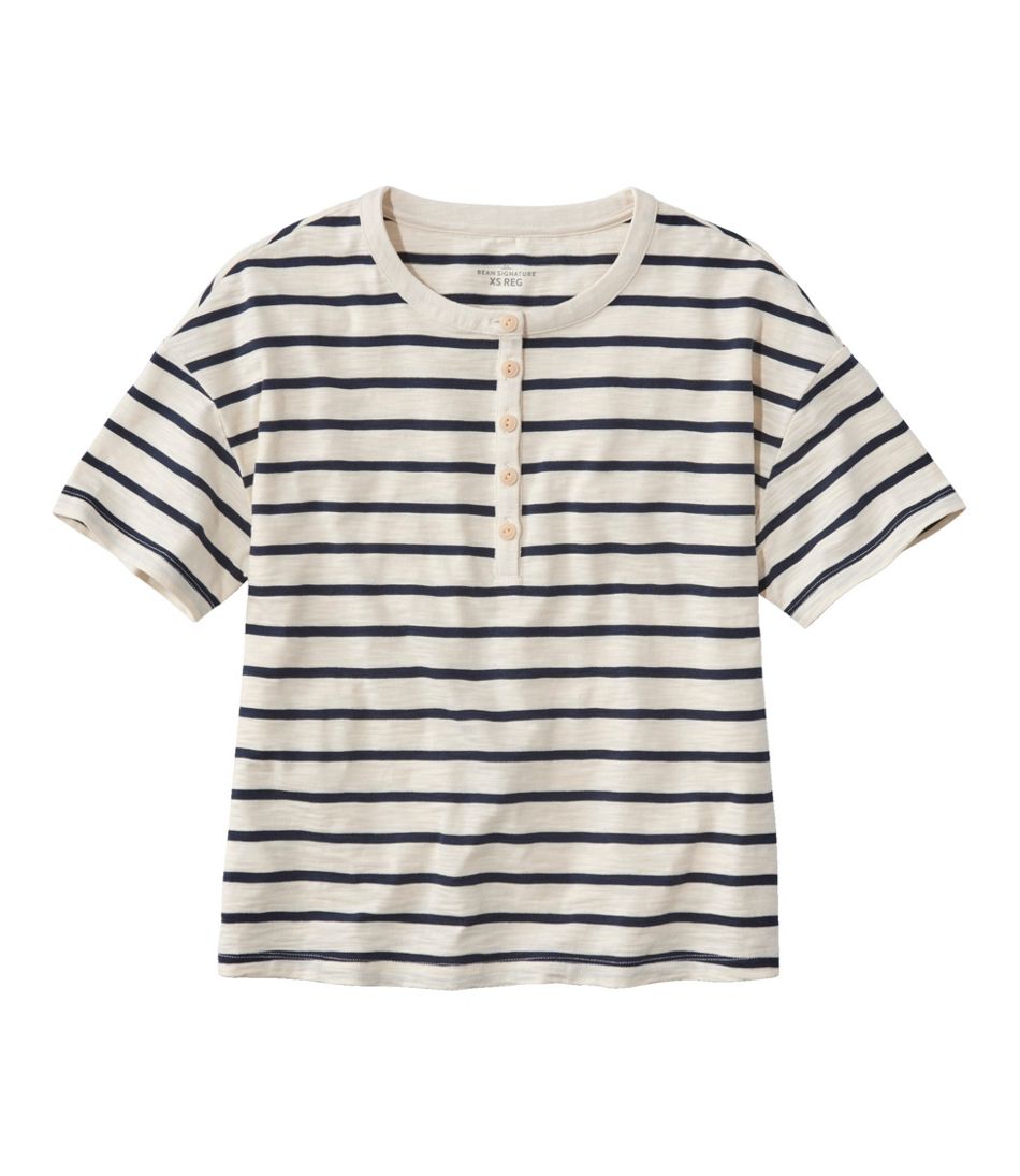 L.L.BeanWomen's Signature Slub Tee, Short-Sleeve Henley Novelty