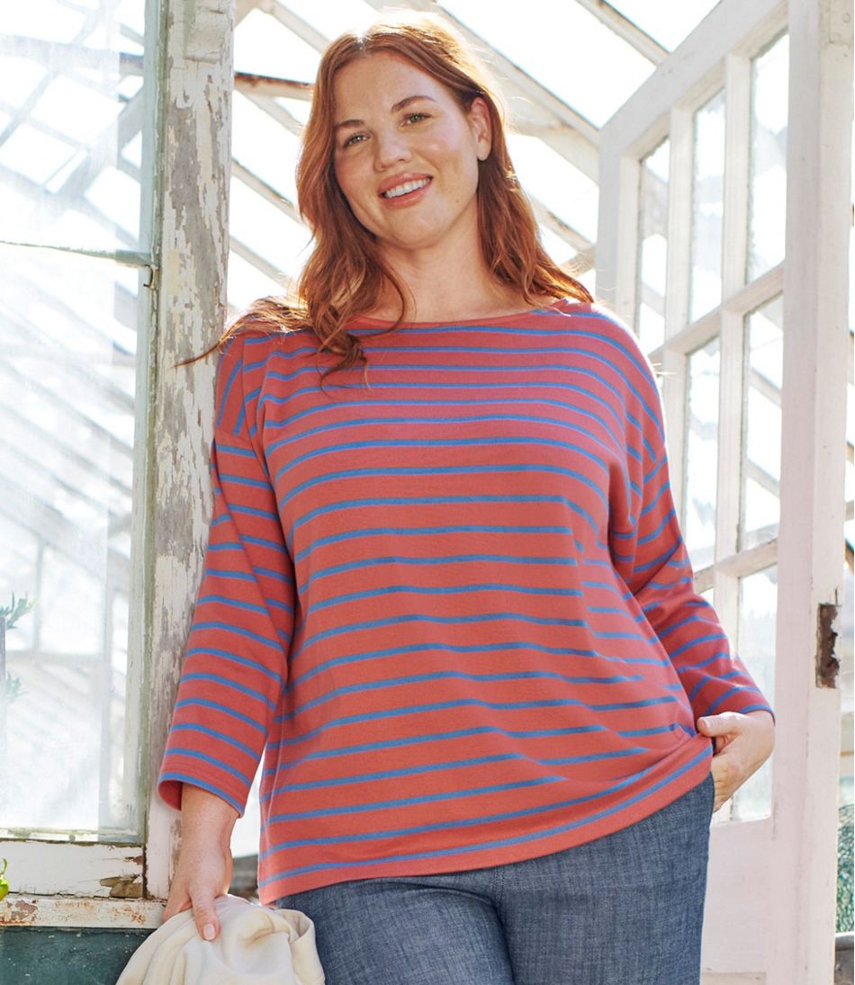 L.L.BeanWomen's Heritage Mariner Top, Boatneck Three-Quarter-Sleeve Stripe