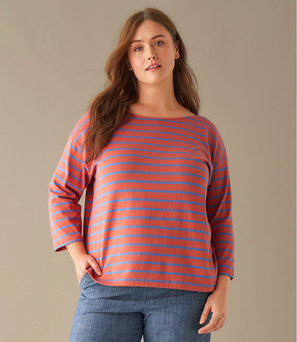L.L.BeanWomen's Heritage Mariner Top, Boatneck Three-Quarter-Sleeve Stripe