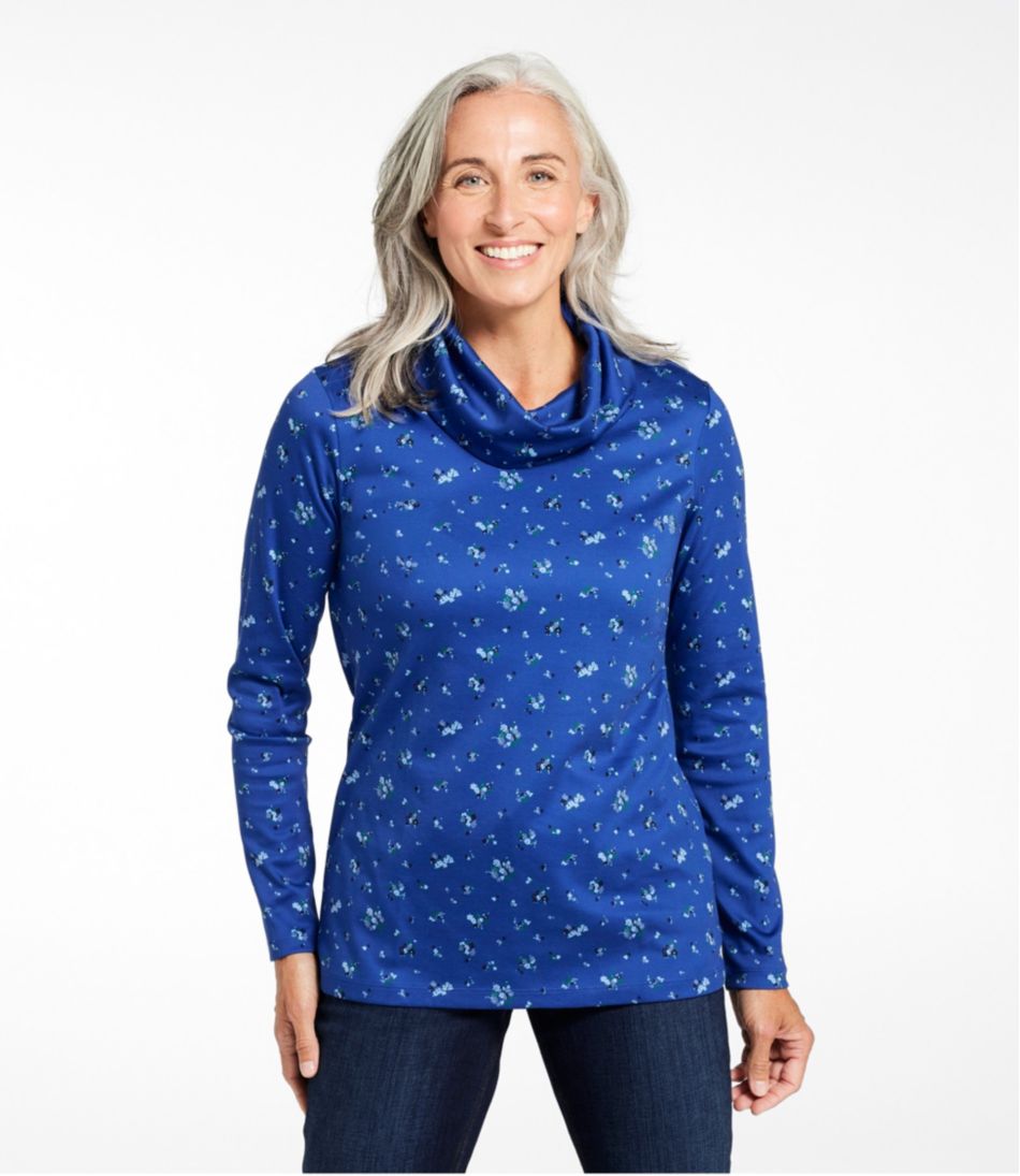 L.L.BeanWomen's Pima Cotton Tee, Long-Sleeve Cowlneck Print