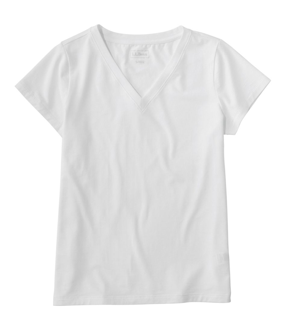 L.L.BeanWomen's Soft Stretch Supima-Blend Tee, Short-Sleeve V-Neck