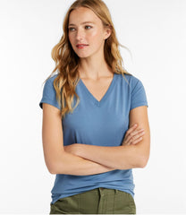 L.L.BeanWomen's Soft Stretch Supima-Blend Tee, Short-Sleeve V-Neck