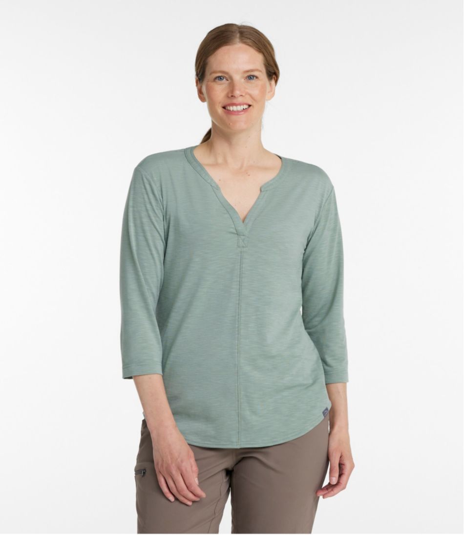 L.L.BeanWomen's Streamside Tee, Three-Quarter-Sleeve Splitneck