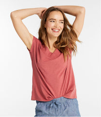 L.L.BeanWomen's Organic Cotton Tee, V-Neck Cap-Sleeve