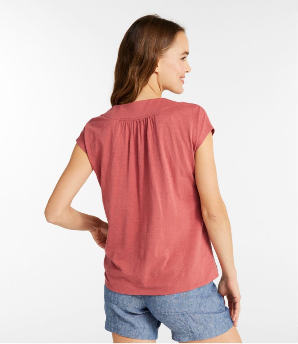 L.L.BeanWomen's Organic Cotton Tee, V-Neck Cap-Sleeve