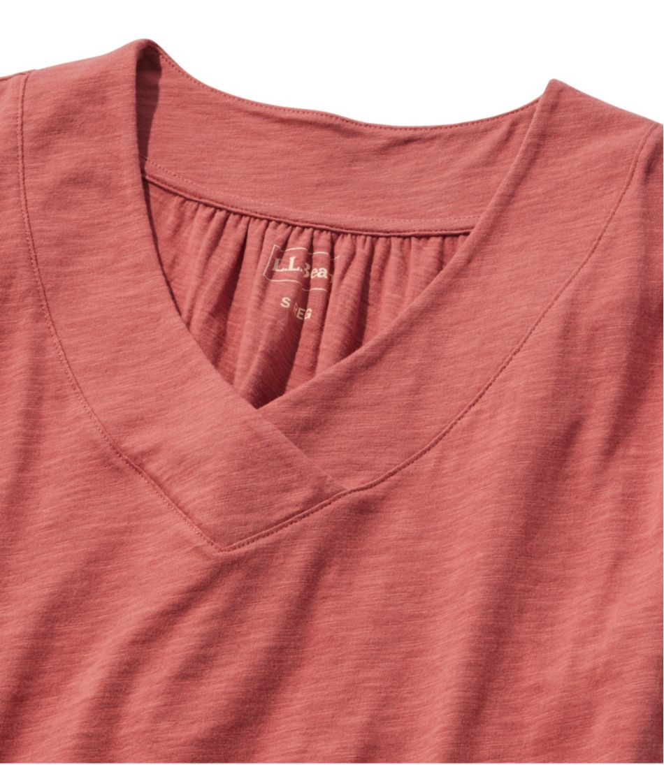 L.L.BeanWomen's Organic Cotton Tee, V-Neck Cap-Sleeve