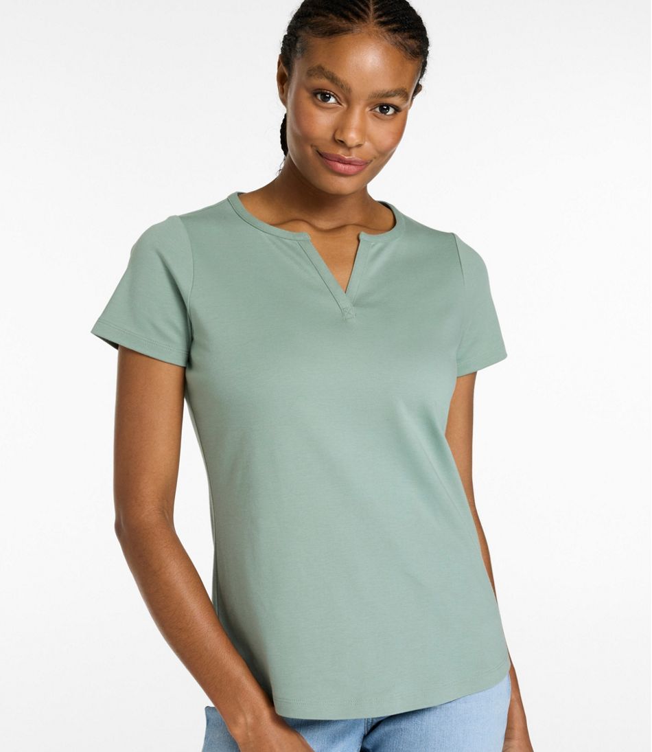 L.L.BeanWomen's Tee, Short-Sleeve Notch-Neck