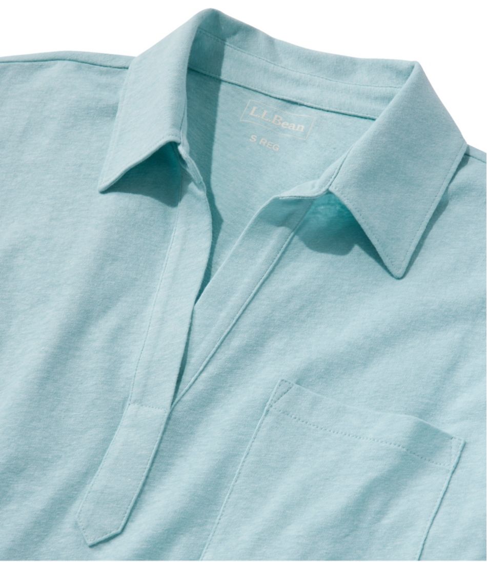 L.L.BeanWomen's Linen/Cotton Tee, Three-Quarter-Sleeve Splitneck Polo