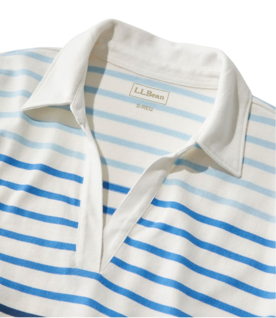L.L.BeanWomen's Heritage Mariner Top, Splitneck Polo Three-Quarter-Sleeve Stripe