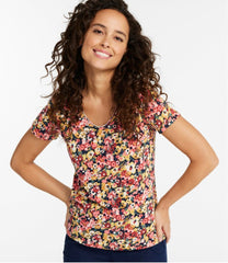 L.L.BeanWomen's Organic Cotton Tee, V-Neck Short-Sleeve Print