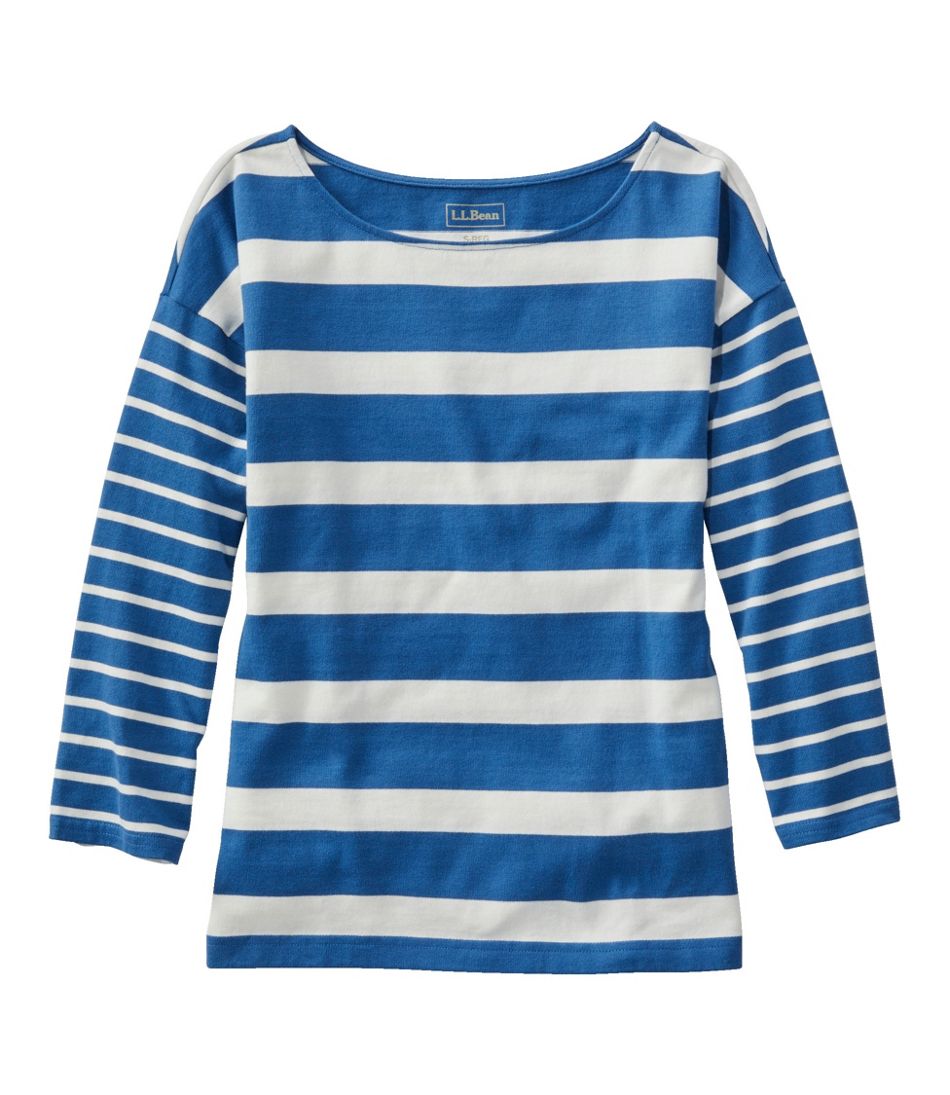 L.L.BeanWomen's Heritage Mariner Top, Boatneck Three-Quarter-Sleeve Blocked Stripe