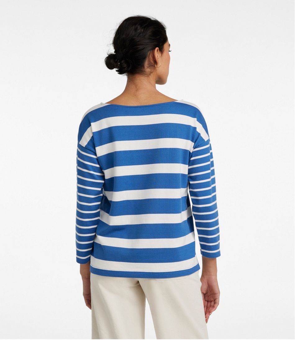 L.L.BeanWomen's Heritage Mariner Top, Boatneck Three-Quarter-Sleeve Blocked Stripe