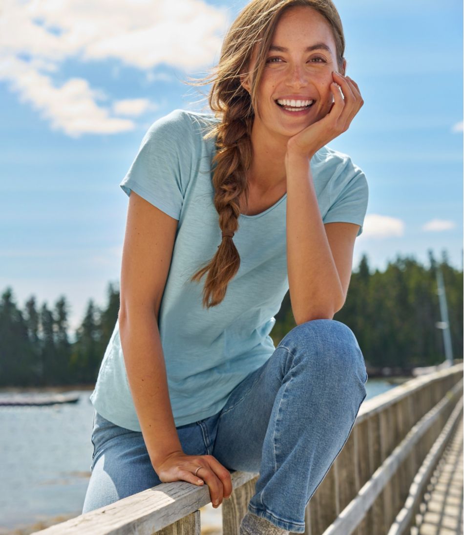L.L.BeanWomen's Organic Cotton Tee, V-Neck Short-Sleeve