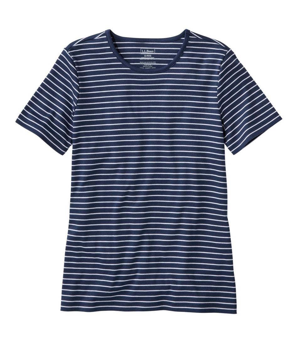 L.L.BeanWomen's Pima Cotton Tee, Short-Sleeve Crewneck Stripe