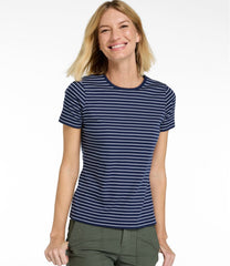 L.L.BeanWomen's Pima Cotton Tee, Short-Sleeve Crewneck Stripe