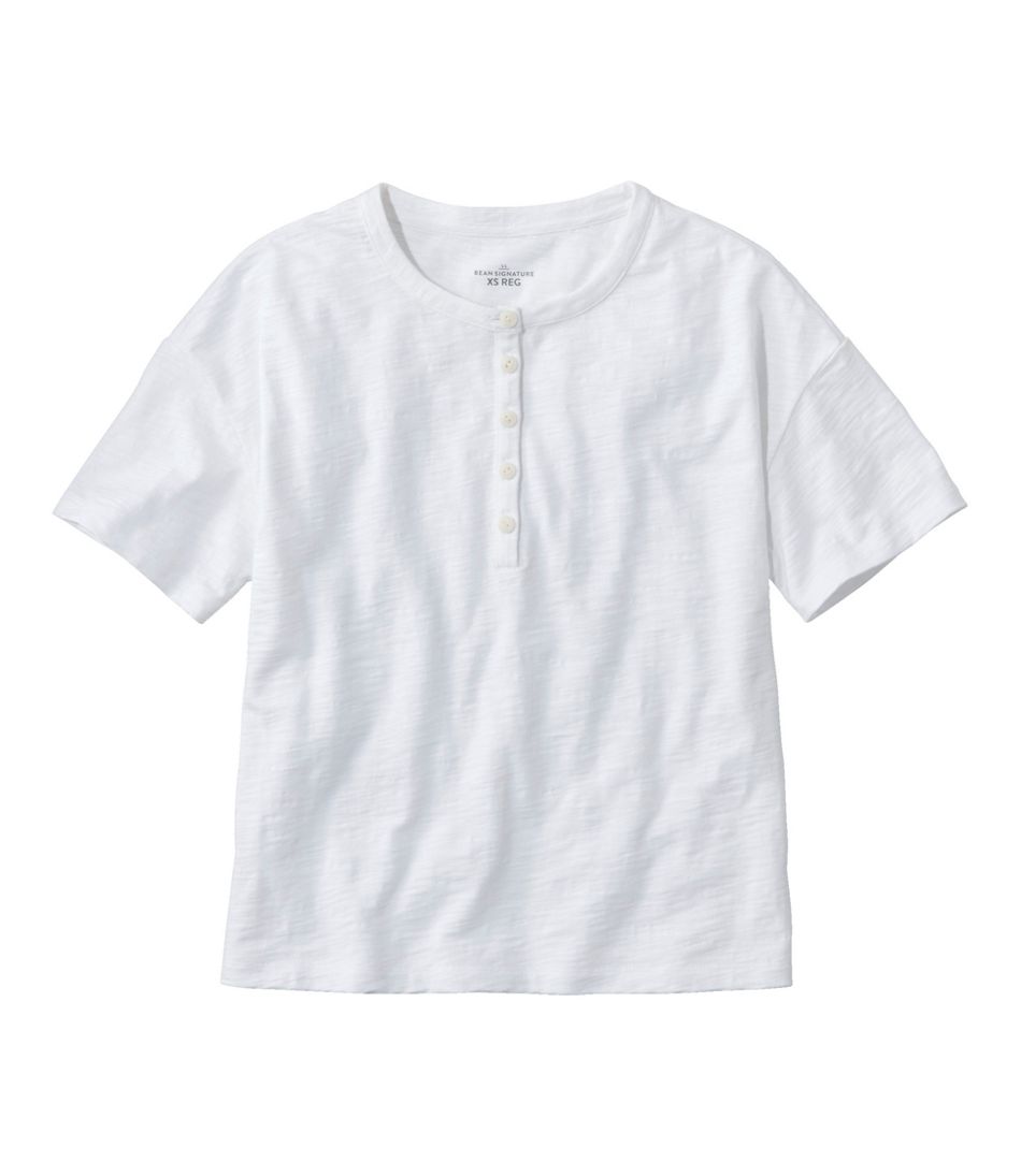 L.L.BeanWomen's Signature Slub Tee, Short-Sleeve Henley