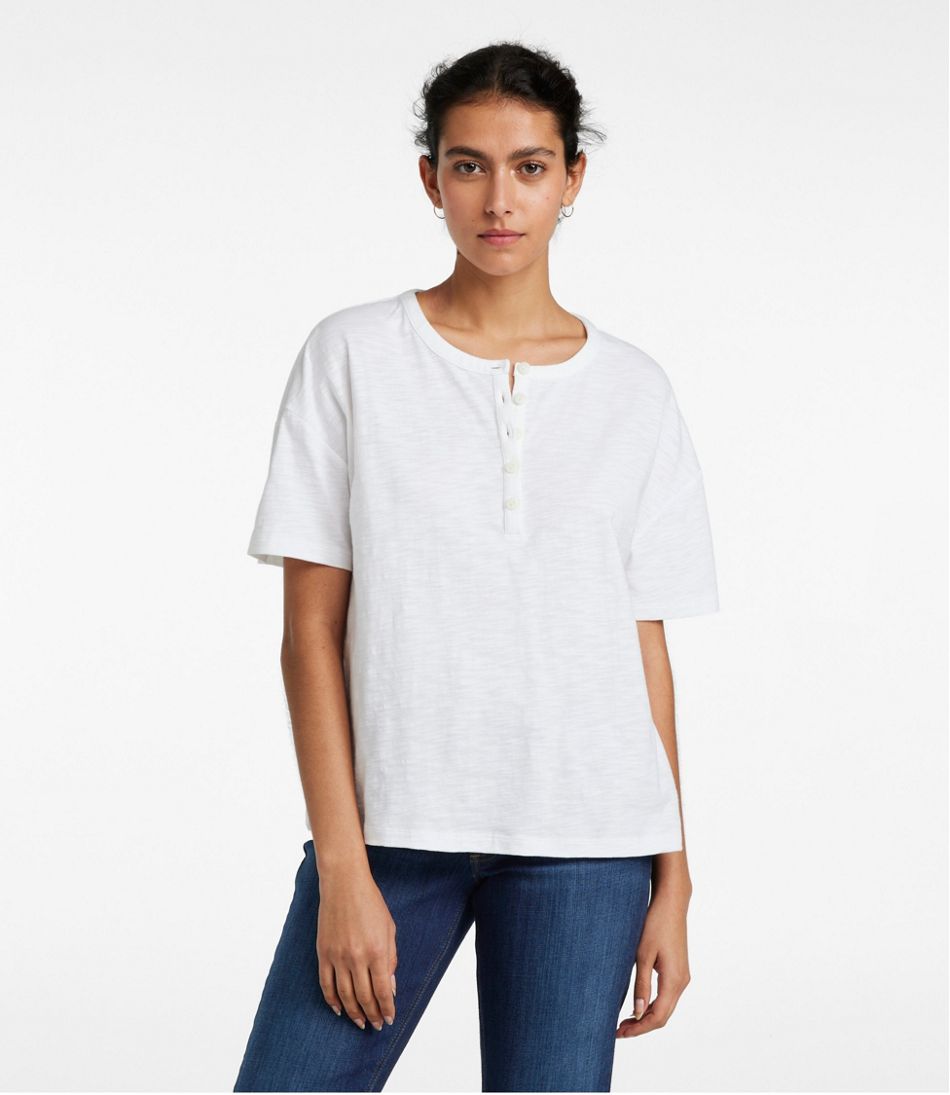 L.L.BeanWomen's Signature Slub Tee, Short-Sleeve Henley