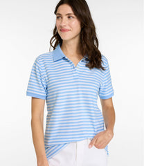 L.L.BeanWomen's Premium Double L Polo, Short-Sleeve Relaxed Fit Stripe