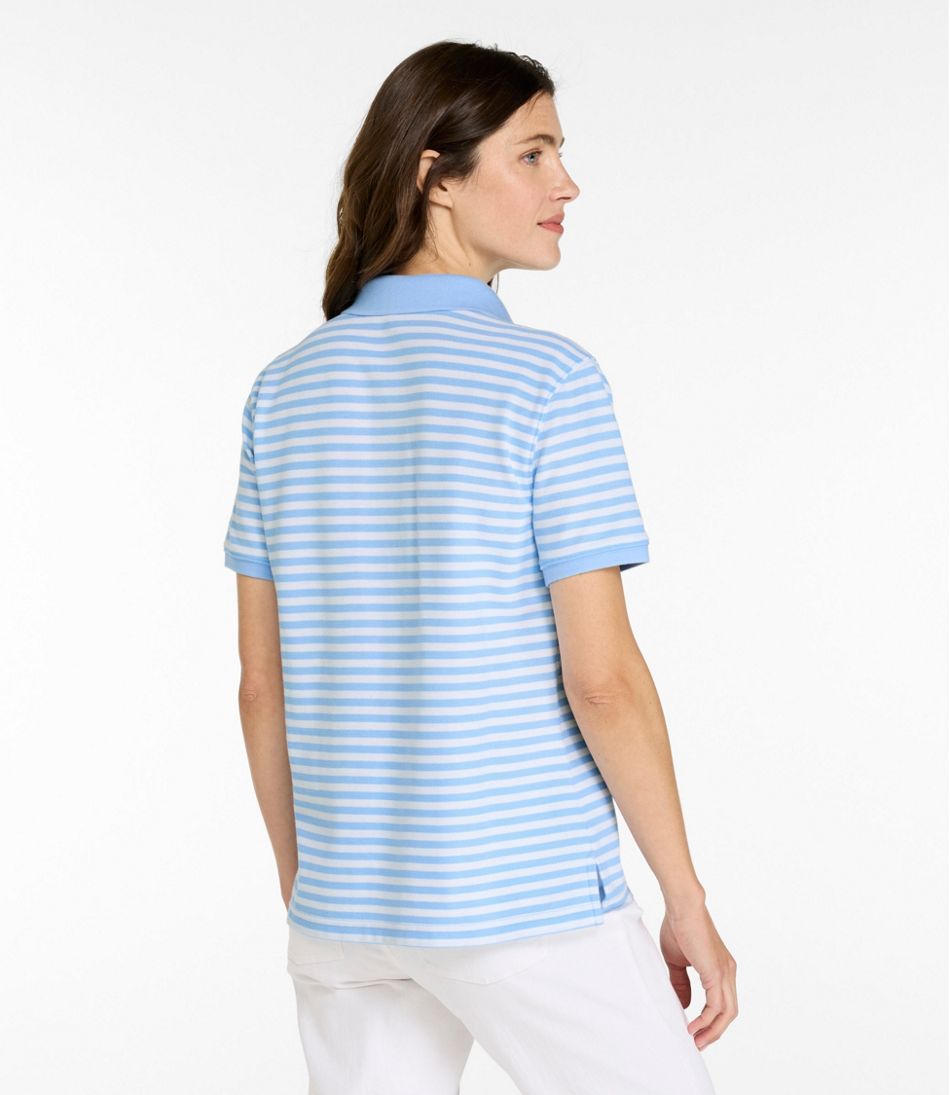 L.L.BeanWomen's Premium Double L Polo, Short-Sleeve Relaxed Fit Stripe