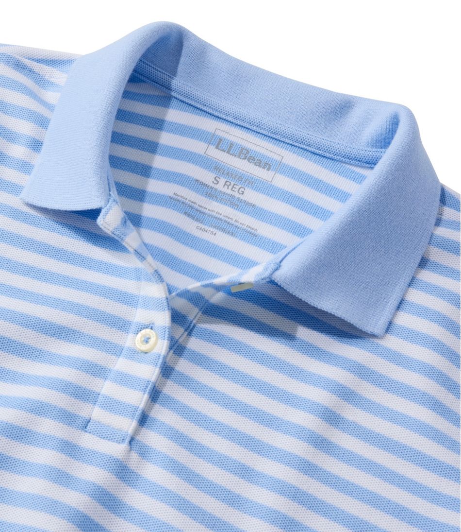L.L.BeanWomen's Premium Double L Polo, Short-Sleeve Relaxed Fit Stripe