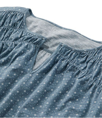 L.L.BeanWomen's Organic Cotton Tee, Smocked Notch-Neck Short-Sleeve Print