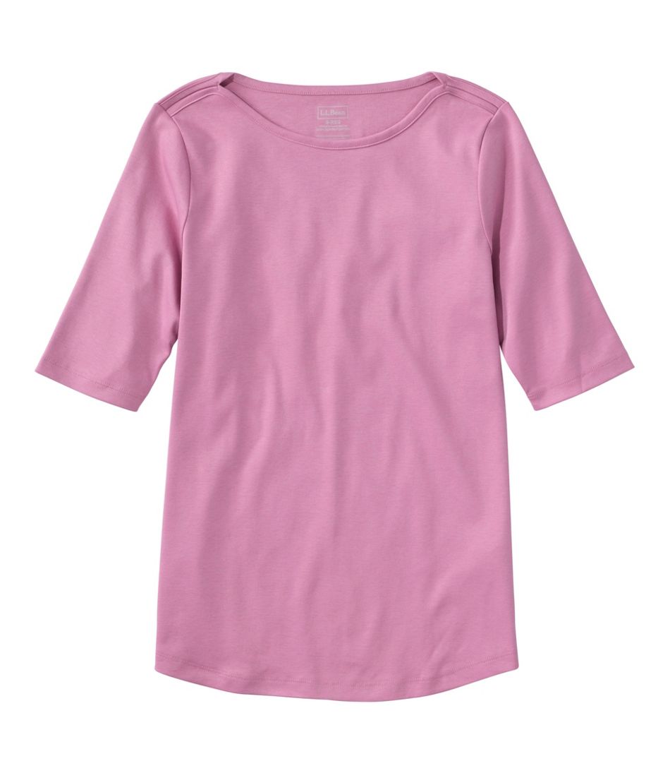 L.L.BeanWomen's Pima Cotton Tee, Elbow-Sleeve Boatneck