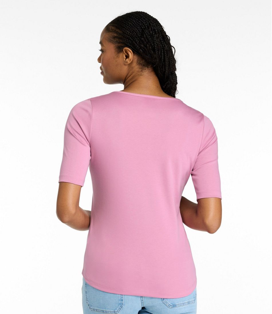 L.L.BeanWomen's Pima Cotton Tee, Elbow-Sleeve Boatneck