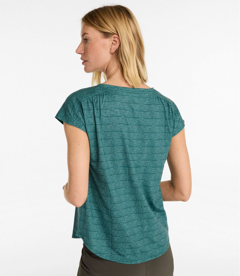 L.L.BeanWomen's Streamside Tee, Short-Sleeve Ruched Crew Print