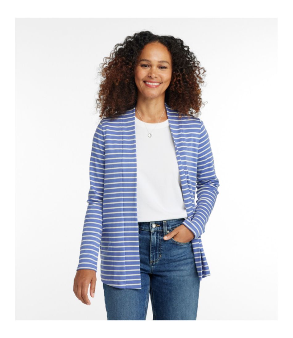L.L.BeanWomen's Pima Cotton Open Cardigan, With Pockets Stripe