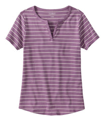 L.L.BeanWomen's Tee, Short-Sleeve Notch-Neck Stripe