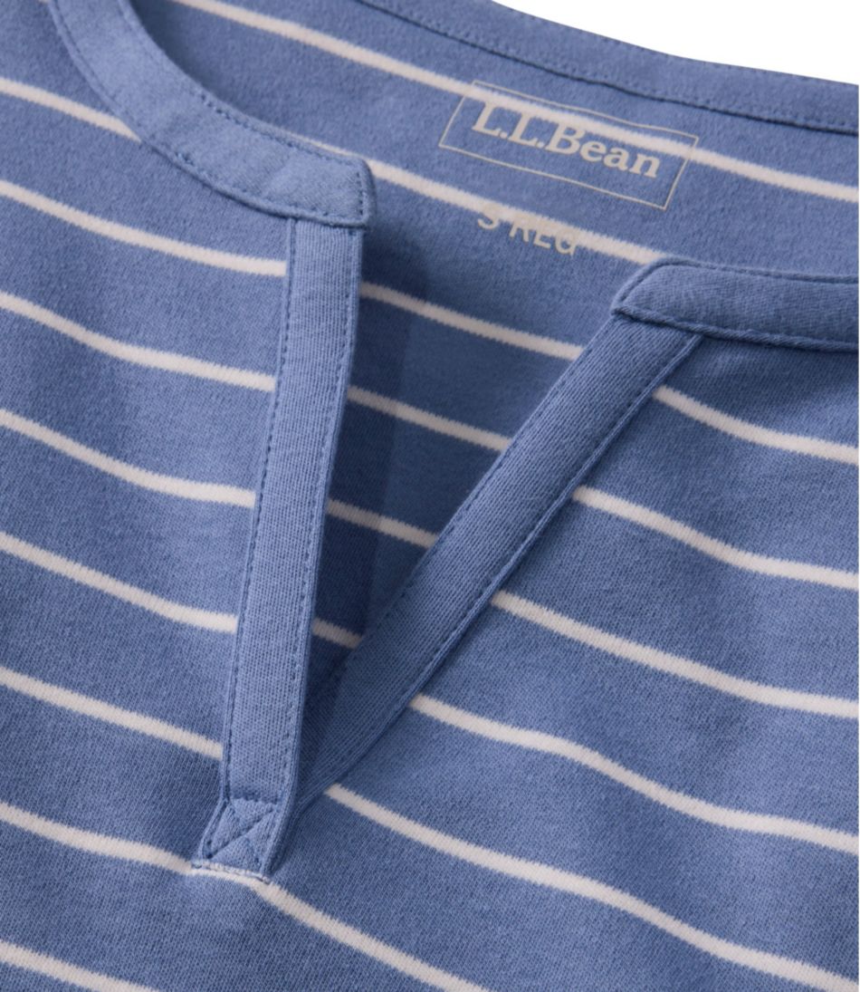 L.L.BeanWomen's Tee, Short-Sleeve Notch-Neck Stripe