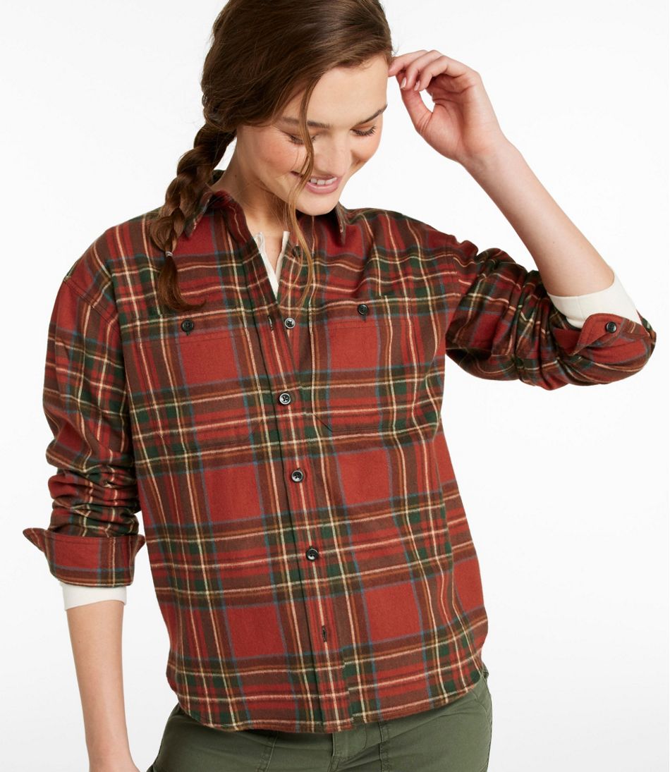 L.L.BeanWomen's Scotch Plaid Flannel Shirt, Boyfriend