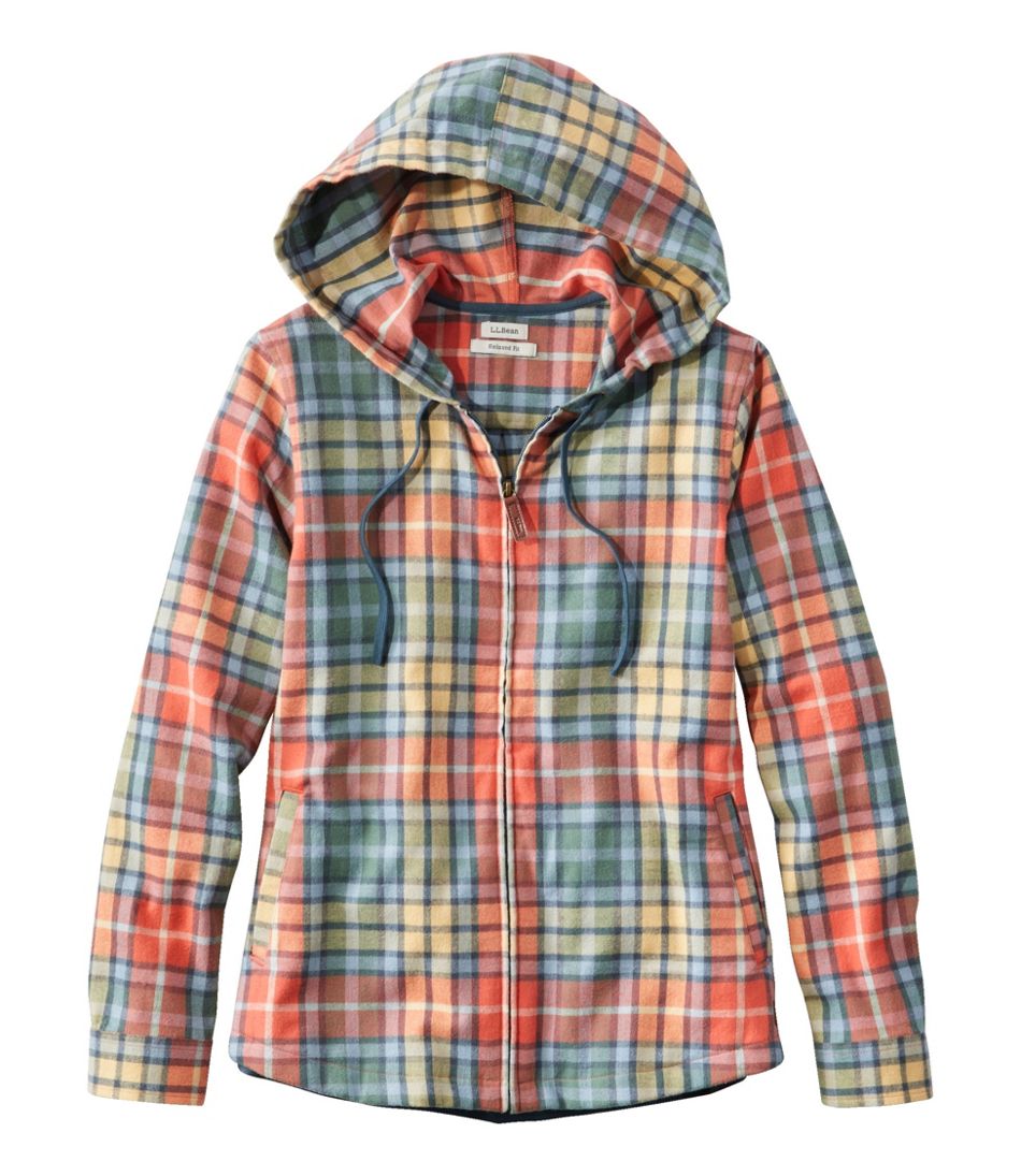 L.L.BeanWomen's Scotch Plaid Flannel Shirt, Relaxed Zip Hoodie