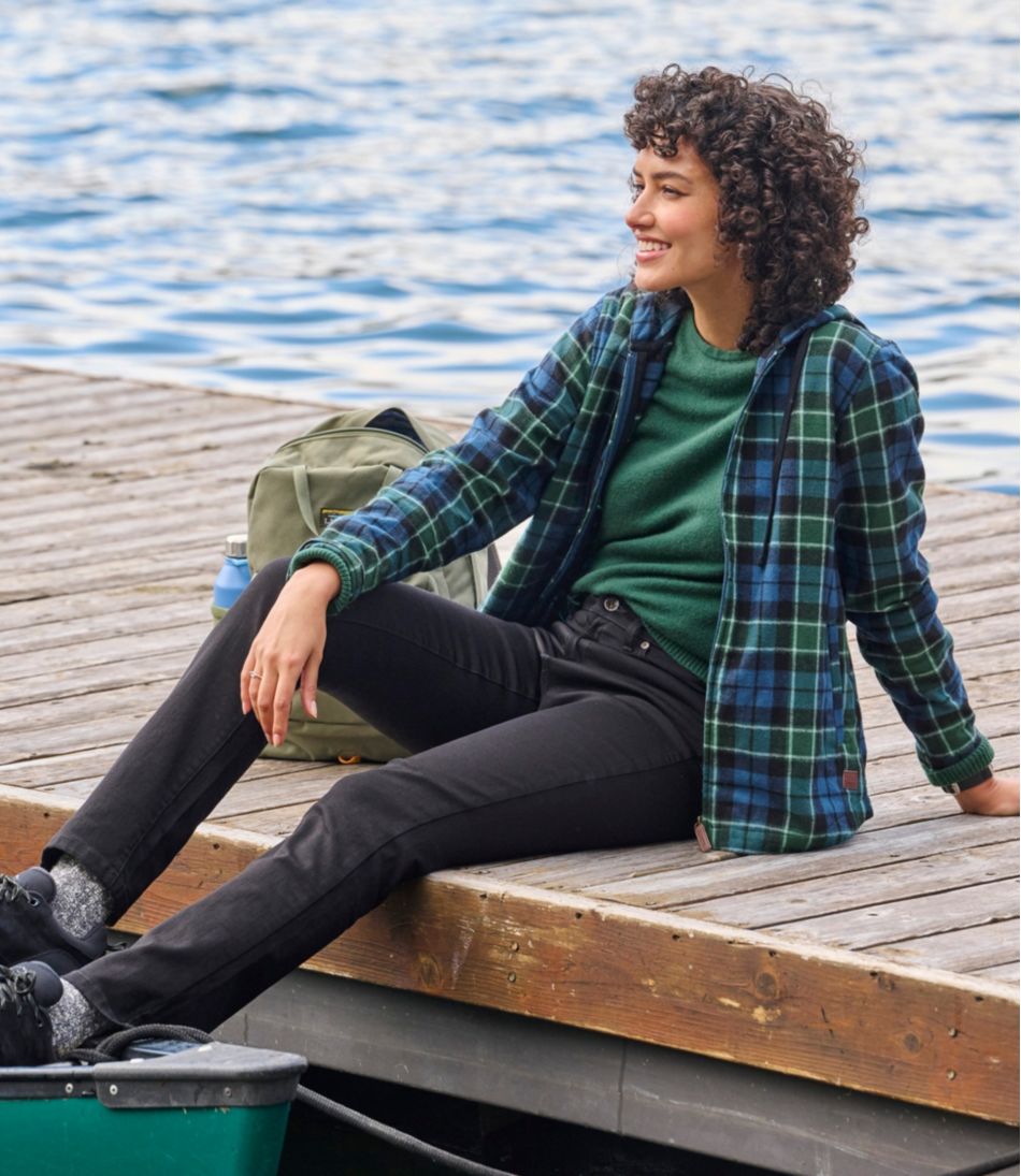 L.L.BeanWomen's Scotch Plaid Flannel Shirt, Relaxed Zip Hoodie