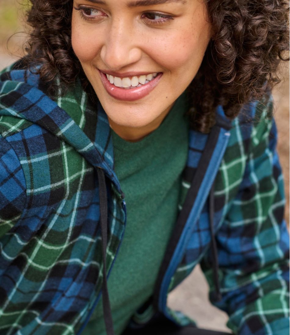 L.L.BeanWomen's Scotch Plaid Flannel Shirt, Relaxed Zip Hoodie