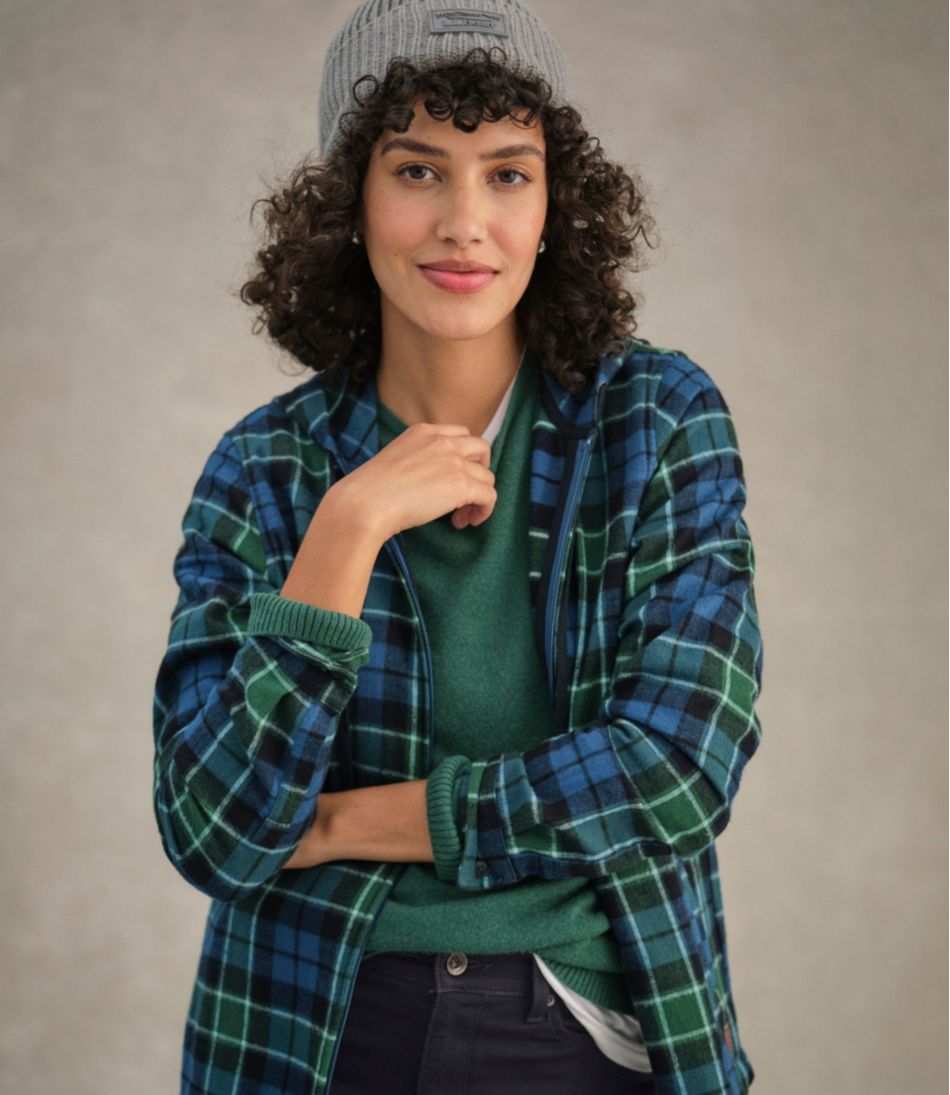 L.L.BeanWomen's Scotch Plaid Flannel Shirt, Relaxed Zip Hoodie
