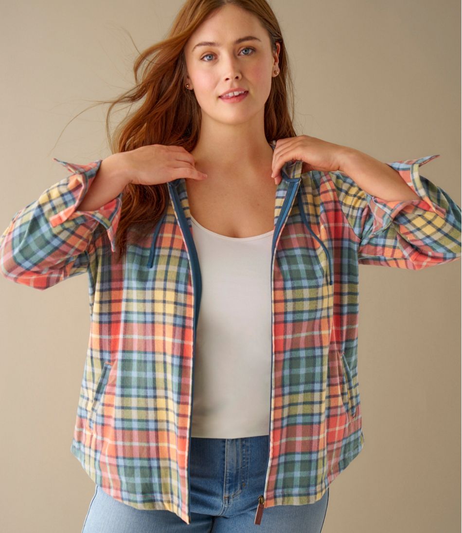 L.L.BeanWomen's Scotch Plaid Flannel Shirt, Relaxed Zip Hoodie