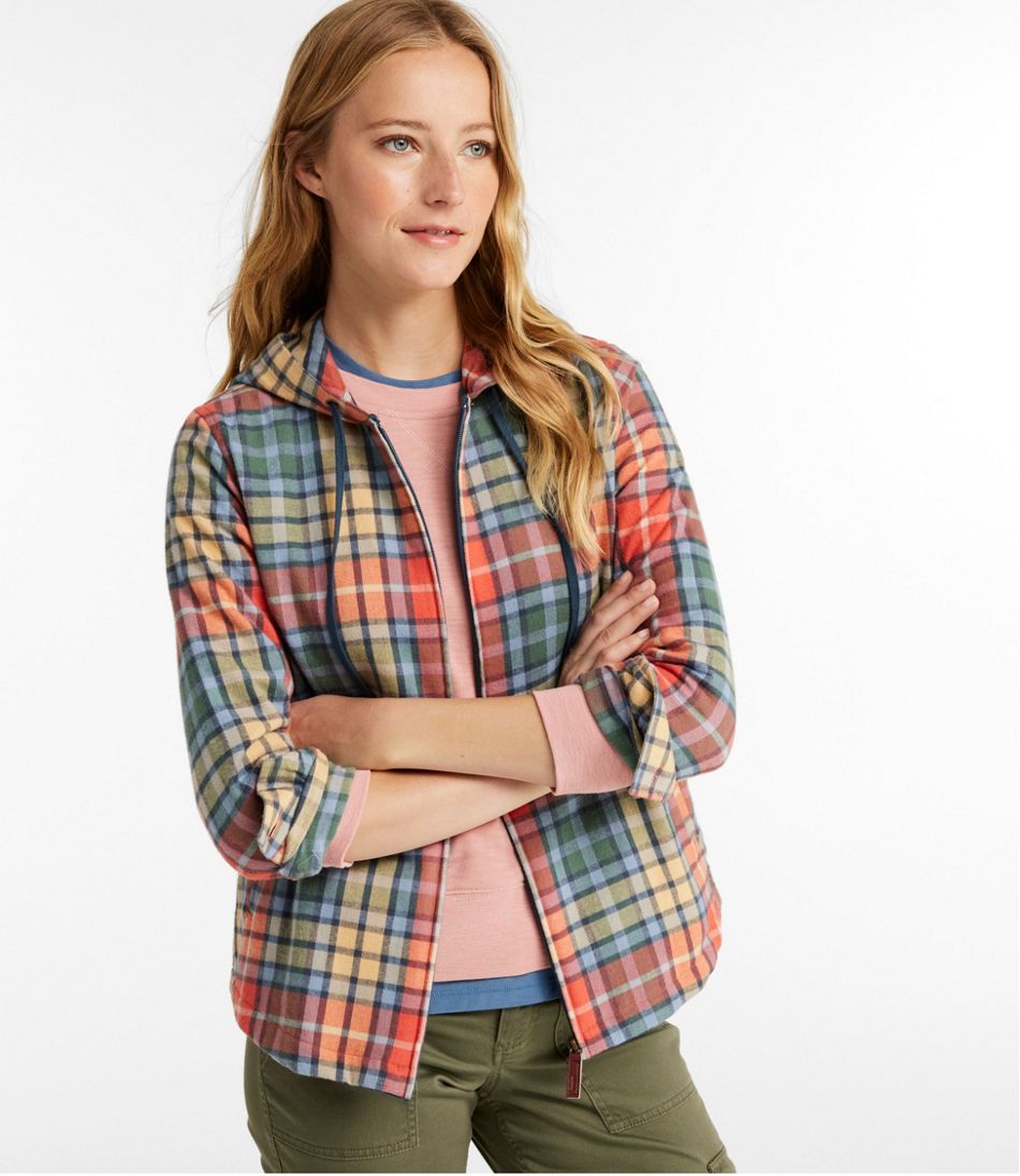 L.L.BeanWomen's Scotch Plaid Flannel Shirt, Relaxed Zip Hoodie