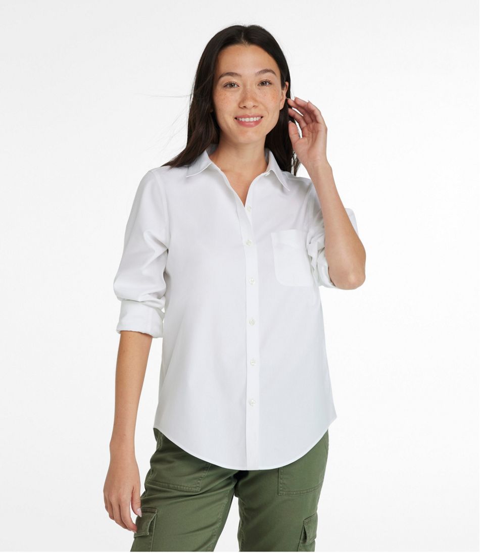 L.L.BeanWomen's Wrinkle-Free Pinpoint Oxford Shirt, Long-Sleeve Relaxed Fit