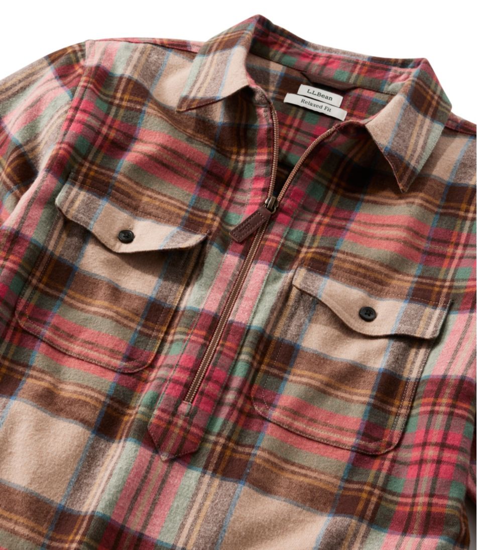L.L.BeanWomen's Scotch Plaid Flannel Shirt, Quarter-Zip