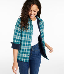 L.L.BeanWomen's Fleece-Lined Flannel Shirt, Snap-Front Plaid