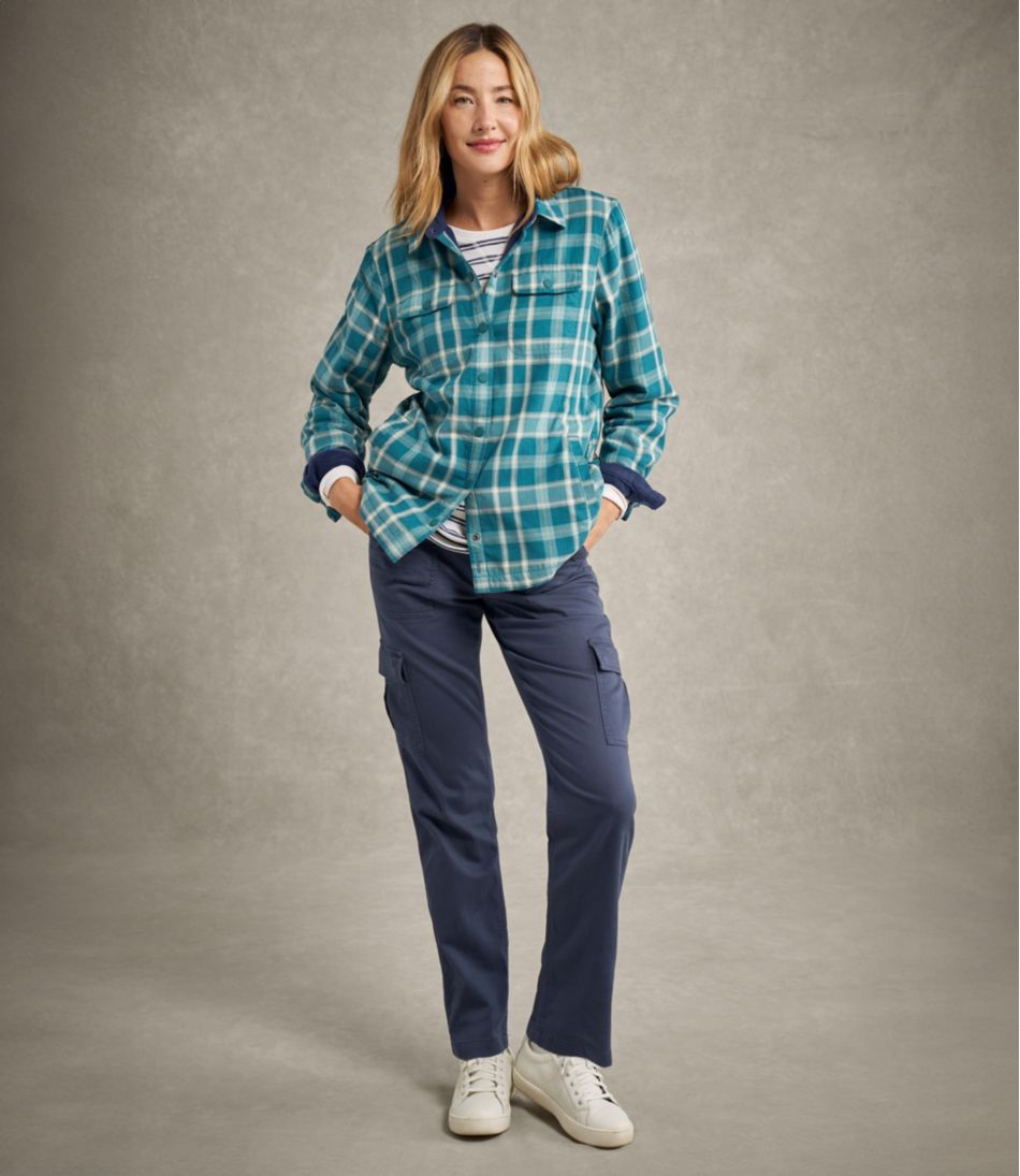 L.L.BeanWomen's Fleece-Lined Flannel Shirt, Snap-Front Plaid